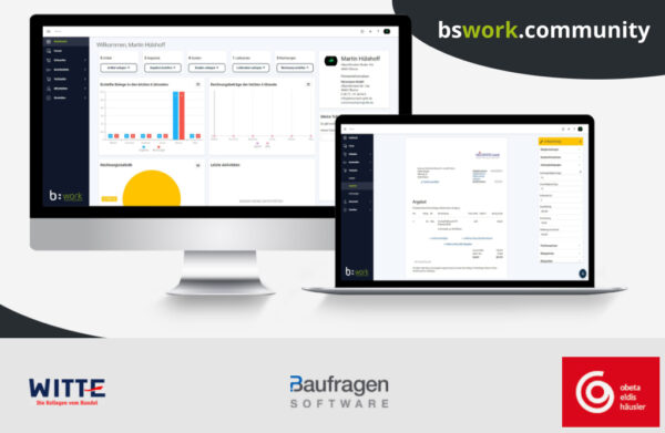 Witte, Baufragen und Obeta unterstützen die bswork.community |© 2022 blue:solution software GmbH Unterstützer bswork.community